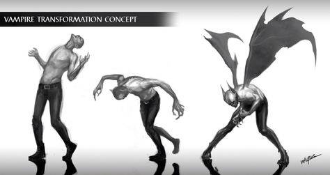 Vampire Transformation Human To Monster Transformation, Human To Monster Transformation Art, Human Transformation Art, Vampire X Human Art, Hunched Pose, Transformation Monster, Poses Gestuais, Vampire Anatomy, Vampire Beast