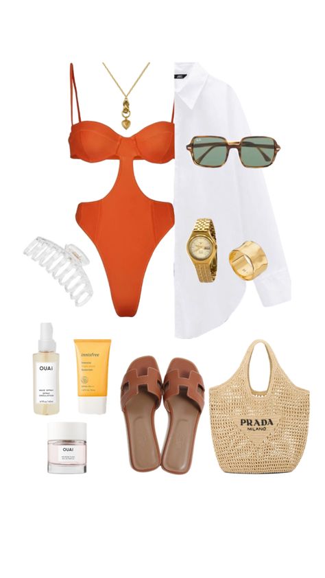 #beach #beachinspo #vacation #prada Swimsuit Coverup Outfits, Outfit Edits, Swimsuit Coverup Ideas, Coverups Beach, Summer Day Outfits, Puerto Peñasco, Rachel Green Outfits, Holiday Outfits Summer, Outfit Boards