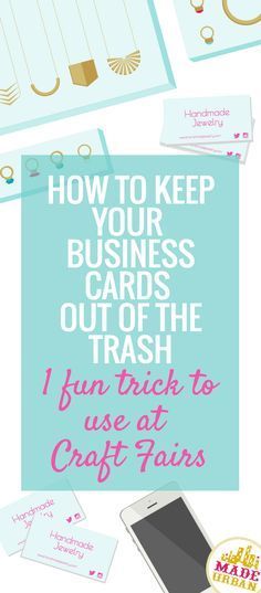 80% of people will toss your business card in the trash after receiving it. Here's a trick to use at craft fairs that gets them to hang onto it | Made Urban Craft Ideas To Sell Handmade, Craft Ideas To Sell, Ideas To Sell, Fair Display, Craft Fairs Booth, Craft Fair Displays, Selling Tips, Craft Display, Ideas Craft