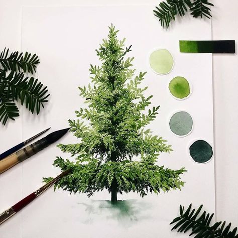 Like ❤ swipe for video! Comment your favorite color 👇 . Best art tutorials on Instagram @artskillplace Artist… | Instagram Aquarelle Drawing, Watercolor Christmas Tree, Christmas Tree Art, Diy Watercolor Painting, Watercolor Christmas Cards, 수채화 그림, Watercolor Art Lessons, Watercolor Trees, Watercolor Illustrations