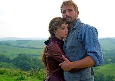 Love this shot of  Bathsheba and Gabriel Far From Madding Crowd, Gabriel Oak, Far From The Madding Crowd, Matthias Schoenaerts, Joseph Fiennes, Juno Temple, Madding Crowd, Period Movies, Carey Mulligan