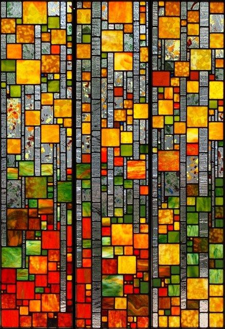 Mountain Aspens Stained Glass Artwork, Stained Glass Quilt, Modern Stained Glass, زجاج ملون, Tiles Mosaic, Quilt Modernen, Mosaic Stained, Stained Glass Diy, Art Stained