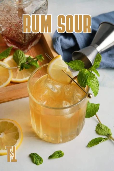 Sip into paradise with a Rum Sour - a tangy tropical escape in every glass! Rum Sour Recipe, Rum Sour, Iced Tea Cocktails, Gin Sour, Good Rum, Sour Foods, Pisco Sour, Sour Cocktail, Tea Cocktails