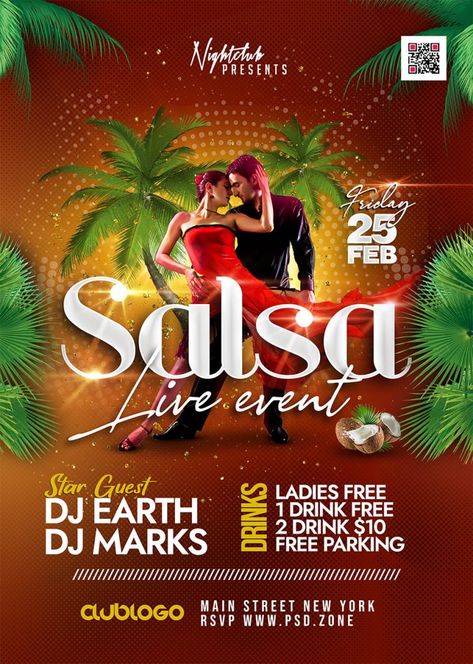 Salsa Live Event Flyer PSD – PSDFreebies.com Salsa Night, Party Flyer Design, Salsa Party, Musica Salsa, Studio Dance, Drawing Materials, Salsa (dance), Flyer Free, Concert Flyer