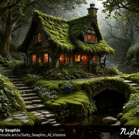 #forest #cottage #fairytale #scenery #fantasy #aiart #aiartcommunity #aiartwork #aiartist #digitalart #digitalcreator #secret #hidden @nightcafestudio Fantasy Cottage Art, Cottage In Forest, Fairytale Scenery, Cottage Fairytale, House Structure, Fantasy Cottage, Forest Cottage, Cottage Art, Fairy Tales