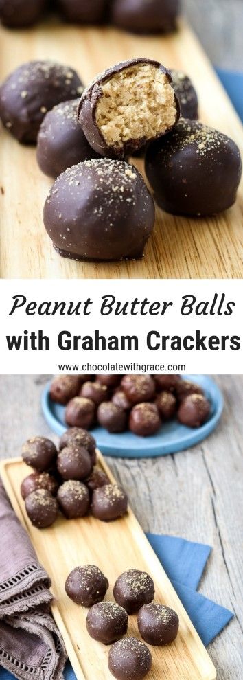 Peanut Butter Balls with Graham Crackers Nails Acrylic Almond Short, Easy Peanut Butter Balls, Nails Acrylic Almond, Graham Cracker Recipes, Peanut Butter Balls Recipe, Reeses Cups, Butter Balls, Peanut Recipes, Chocolate Graham Crackers