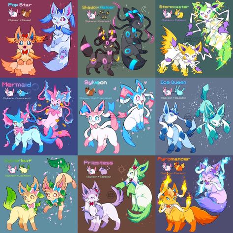 Pokemon Eeveelutions Fusion, Eeveelution Fusions, Sylveon Fanart, Eevee Cute, A Silent Voice Anime, Solgaleo Pokemon, Pokemon Eevee Evolutions, Pokemon Fusions, Pokemon Fusion Art