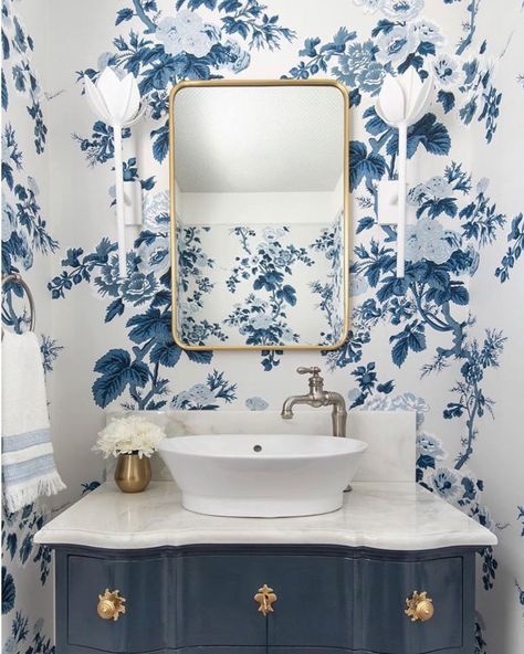 French Bathroom, Visual Comfort Lighting, Chic Bathrooms, Upstairs Bathrooms, Blue Bathroom, Stylish Bathroom, Bathroom Makeover, Visual Comfort, Design Awards