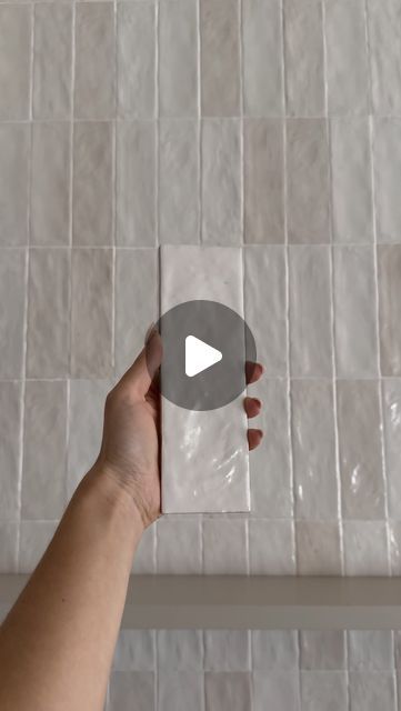 Montauk Tile Bathroom, Organic Subway Tile Backsplash, Artisan White Tile Bathroom, Linear Backsplash Kitchen, Look Bianco Tile, Kitchen Tile And Backsplash Ideas, White Glazed Tile Bathroom, Verticle Tile Kitchen, Mixing Matte And Glossy Tile