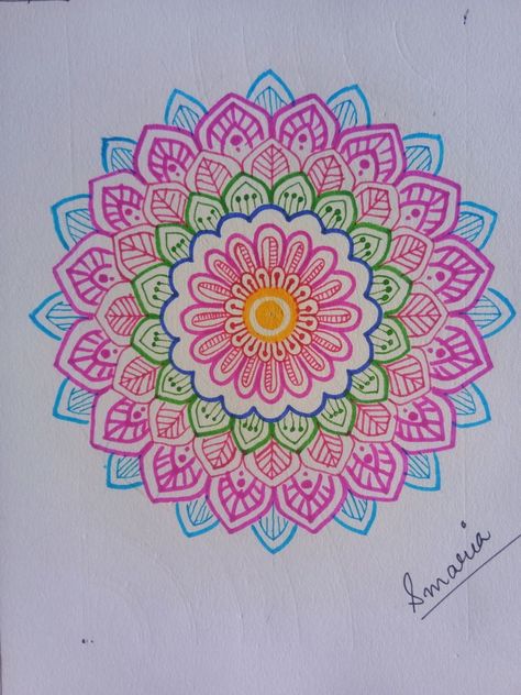 Mandala Coloring Ideas, Mandala Simple, Scratch Paper Art, Colourful Mandala, Color Mandala, Easy Mandala, Easy Mandala Drawing, Graph Paper Drawings, Scratch Paper