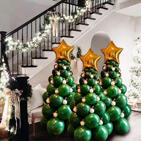 Christmas Tree Balloons Christmas Tree Balloon Garland Arch Kit Star Balloon Christmas Tree Balloon Balloon Tree, Diy Jul, Merry Christmas Banner, Balloon Kit, Green Balloon, Birthday Balloon Decorations, Christmas Balloons, Arch Kit, Christmas Banners