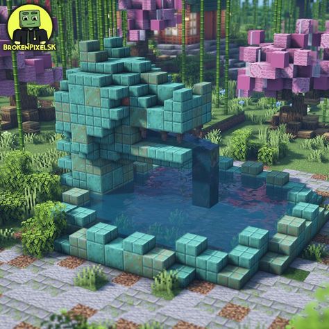 Build A Dragon, Japanese Minecraft Builds, Minecraft Fountain, Dragon Fountain, Minecraft Update, Minecraft Japanese House, Construction Minecraft, Minecraft Japanese, Minecraft Statues