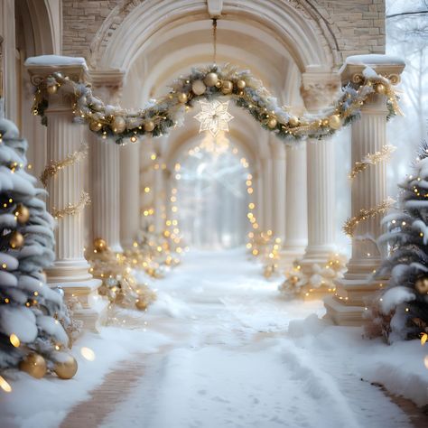 Christmas Winter Palace Walkway Backdrop RR7-612 – Dbackdrop Back To School Photography, Winter Wonderland Birthday Party, Backdrop Stands, Winter Wonderland Birthday, Wonderland Birthday, Rose House, Santa's Village, Custom Backdrops, Winter Palace