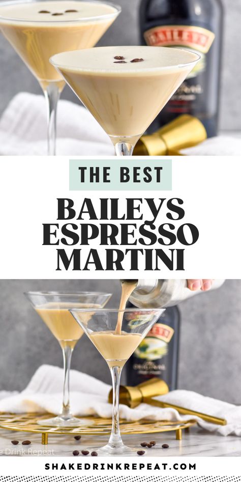 A rich, creamy, and sophisticated cocktail, this Baileys Espresso Martini comes together with just three ingredients and a quick shake, making it the perfect dessert cocktail for any occasion. Baileys Espresso, Martini Recipes Easy, Sweet Martini, Shake Drink, Baileys Drinks, Baileys Cocktails, Espresso Martini Recipe, Baileys Recipes, Martinis Drinks