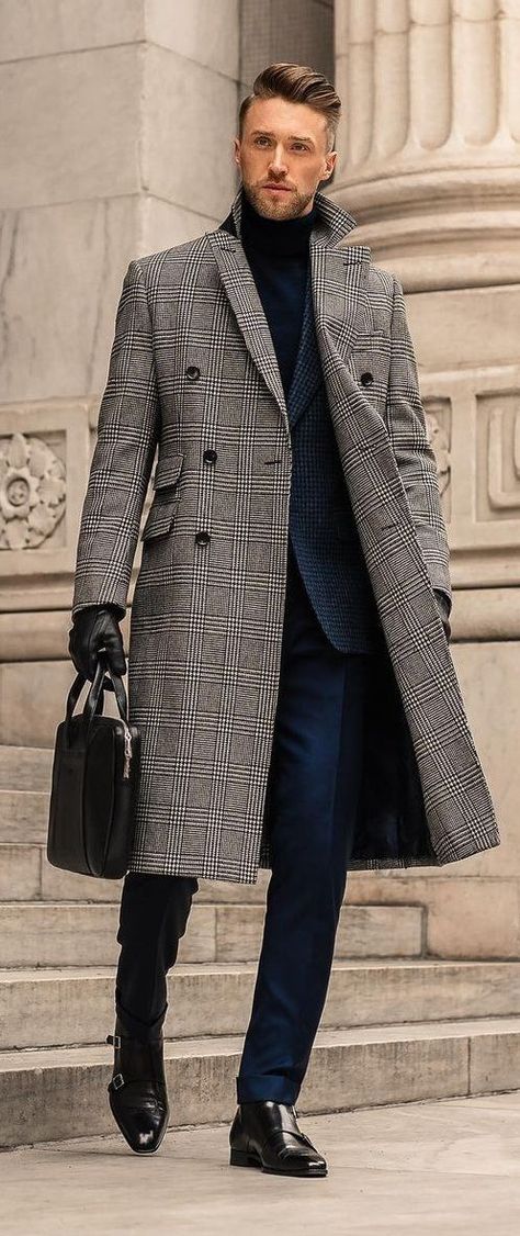 Coat Over Suit Men, Long Suit Jacket Men, Plaid Overcoat Men, Long Coat Design For Men, Trench Coat With Suit Men, Long Suit Design For Men, Tweed Suits Men, Plaid Suits For Men, Over Coat Mens