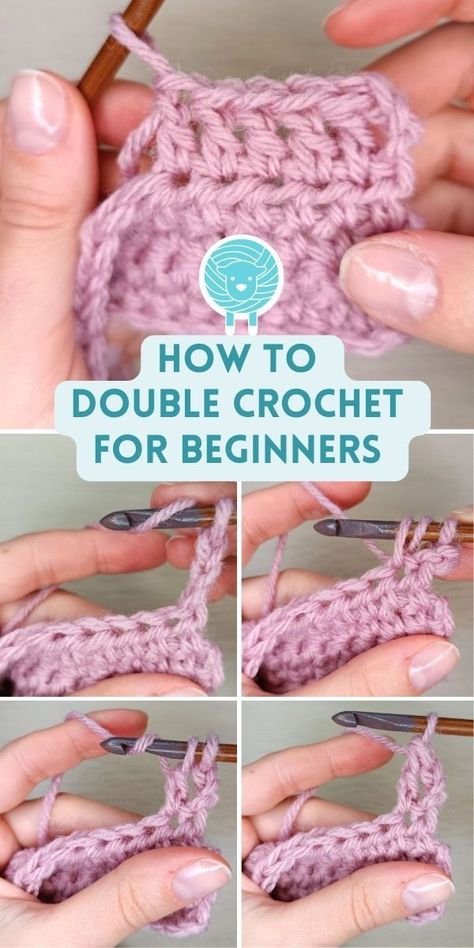 five pictures showing a hand holding a hook and pink yarn fabric with double crochet stitches Ripple Stitch Crochet, V Stitch Crochet, Crochet Project Free, Bobble Stitch Crochet, Crochet Cardigan Pattern Free, Crochet Hack, Half Double Crochet Stitch, Crochet Decrease, Crochet Fall