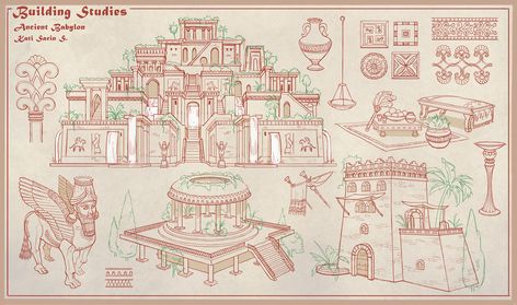 ArtStation - Babylon 1point Perspective Environment, Kati StarSoulArt Hanging Gardens Of Babylon Architecture, Hanging Gardens Of Babylon Drawing, Hanging Gardens Of Babylon Sketch, Babylon Drawing, Babylon Architecture, Perspective Environment, Babylon City, Babylon Art, Tower Of Babylon