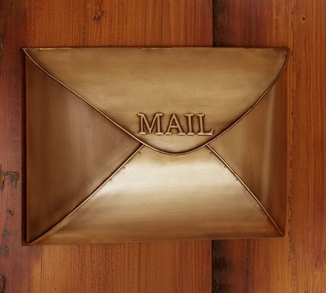 Envelope Mailbox, Antique Bronze | Pottery Barn Package Mailbox, Metal Mailbox, Wall Mount Mailbox, Mounted Mailbox, Luggage Organization, Wall Candle Holders, Accent Doors, Small Budget, Coach Horse And Carriage Tote