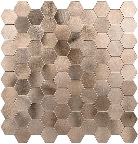 Decopus Metal Mosaic Tile Backsplash Peel and Stick (Hexagon Copper Gold 5pc/Pack) for Kitchen Bathroom Wall Accents, 12''x 12'', 0.16'' Stick On Mosaic Tile - - Amazon.com Sunlight Kitchen, Backsplash Hexagon, Copper Mosaic Tile, Metal Tile Backsplash, Bathroom Table, Metal Mosaic, Stick Tile Backsplash, Peel Stick Backsplash, Metal Mosaic Tiles