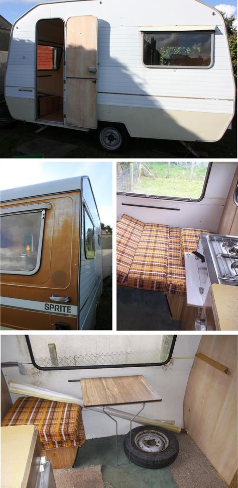 cassiefairys vintage caravan project original photos of sprite interior Caravan Renovation Diy, Viscount Caravan, Caravan Interiors, Vintage Caravan Interiors, Caravan Vintage, Vintage Camper Interior, Small Caravans, Caravan Decor, Caravan Ideas