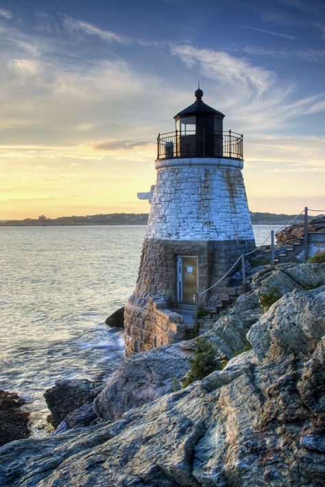 Castle Hill Light Sunset, Newport RI. | Eric Full | Flickr Castle Hill Lighthouse, Rhode Island Travel, New England Road Trip, Lighthouse Pictures, Castle Hill, Weekend Humor, Beautiful Lighthouse, Newport Rhode Island, Newport Ri