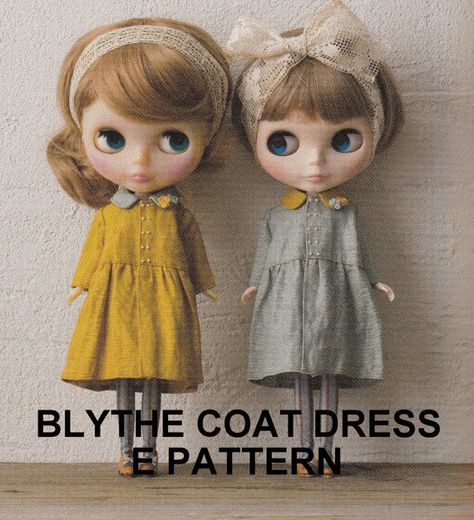 E PATTERN Blythe Doll Coat dress sewing pattern Coat Pattern Sewing, Blythe Dress, Blythe Clothes, Collector Dolls, Doll Clothes Patterns, Custom Dolls, Diy Doll, Big Eyes, Cute Dolls