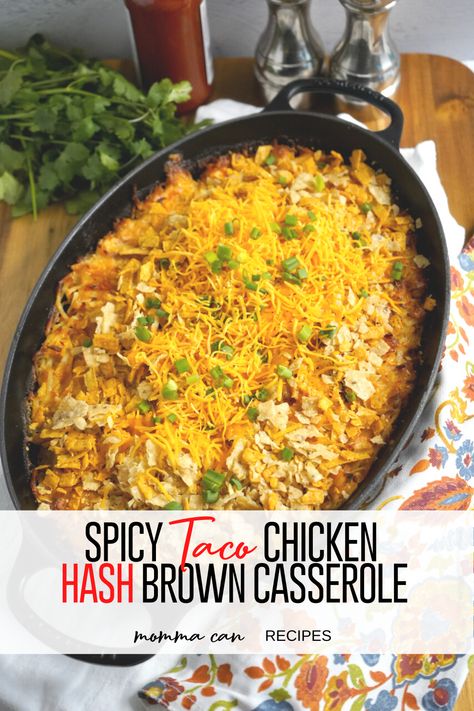 Shredded Hashbrown Recipes Dinner, Shredded Hashbrown Recipes, Chicken Hash, Chicken Hashbrown Casserole, Chicken Breakfast Recipes, Rotisserie Chicken Tacos, Spicy Chicken Tacos, Hashbrown Breakfast, Shredded Rotisserie Chicken