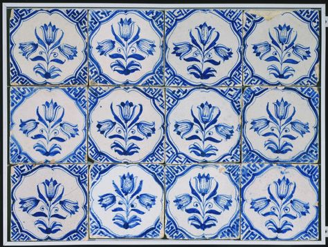 Philadelphia Museum of Art - Collections Object : Tile Panel: Triple Tulips in Bracketed Frames Fountain Tile, Blue Kitchen Tiles, Dutch Ceramic, Dutch Tiles, Dutch Delft, Dutch Blue, Sick Tattoo, Delft Tiles, Tile Panels