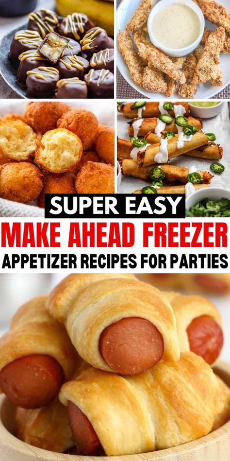 Are you looking for some make ahead freezer appetizers to serve at your party? Here's a list of 31 quick, easy & freezable appetizers that you can thaw on the day of the party. Easy Prep Ahead Appetizers, Appetizer Snacks Easy, Finger Foods With Crackers, Fast Appetizers For A Party, Appetizer Spread For Party, Raclette Appetizers, Homemade Appetizers Easy, Make Ahead Easy Appetizers, Freezer Appetizers Make Ahead