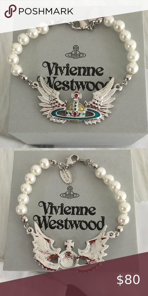 Vivienne Westwood Silver Bracelet Pearl Wings Vivienne Westwood Jewlrey, Vienne Westwood Jewelry, Vievvene Westwood, Vivienne Westwood Bracelet, Mode Harajuku, Vivienne Westwood Jewelry, Vivienne Westwood Jewellery, Y2k Jewelry, Bracelet Pearl