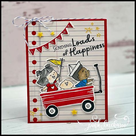 In my search for things to put in the adorable Filled With Fun wagon, I landed on the Just Kiddin’ bundle! How adorable are these three?… | Instagram Pink Buckaroo Designs, Summer Cards, Kids Birthday Cards, Special Cards, Card Layout, Rock Roll, Stamping Up, Kids Cards, Cute Cards