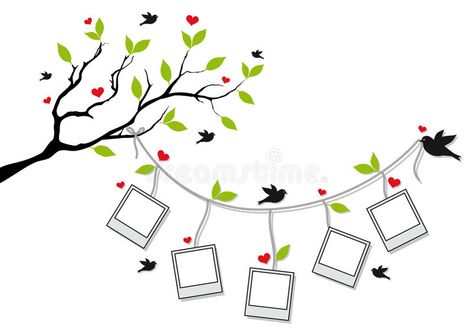 Birds Vector, Bird Vector, Family Tree Art, Vector Trees, Love Bird, Bird Silhouette, Photo Collage Template, Collage Template, Tree Drawing