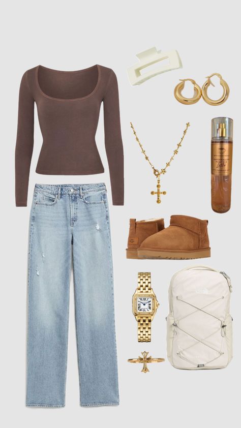 #fall #falloutfit #cute #fitinspo #vanillagirl #uggs Outfits To Wear With Uggs Boots, Fall Uggs Aesthetic, Outfit Ideas With Uggs Boots, School Outfits With Uggs, Cute Outfits With Ugg Boots, Outfit Ideas With Uggs, Cute Outfits For School Middle, Uggs Fall, Ugg Outfits