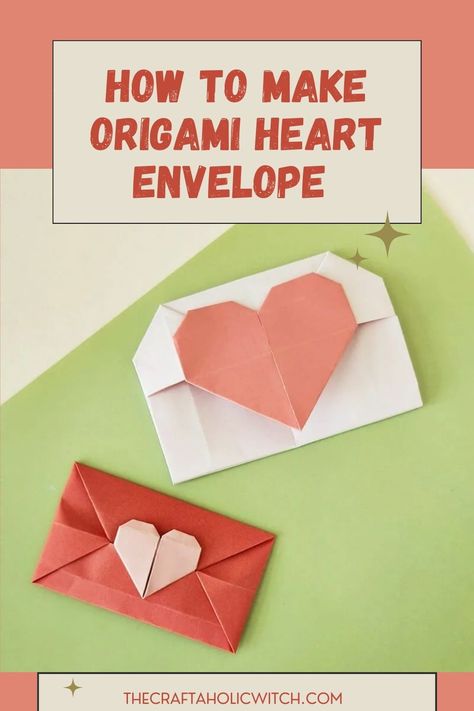 Give your letters an extra dose of love with these beautiful origami heart envelopes. Learn to make them with our comprehensive instructions and helpful video tutorial. Letters Origami, Origami Intermediate, Cute Origami Easy, Easy Paper Envelope, Origami Heart Envelope, Diy Paper Envelopes, Origami Valentines, Envelope Heart, Envelope Origami