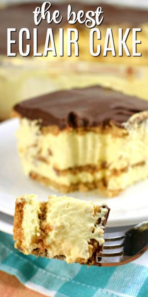 No Bake Chocolate Eclair Cake, No Bake Chocolate Eclair, Eclair Cake Recipe, Eclair Dessert, Chocolate Eclair Dessert, No Bake Eclair Cake, Eclairs Dessert, Cake With Layers, Eclair Cake Recipes