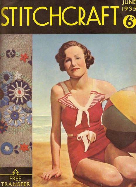 Stitchcraft June 1935 | Sew Something Vintage | Flickr Vintage Sweater Pattern, 1930 Fashion, Crochet Bathing Suits, Vintage Knitwear, Make Do And Mend, Swimsuit Pattern, Embroidery Transfers, Crochet Magazine, Knitting Magazine