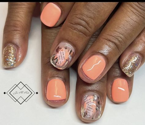 Peach Nails With Designs, Nail Board, Peach Nails, Fall Gel Nails, Short Nail, I Love Nails, Short Nail Designs, Fancy Nails, Mani Pedi