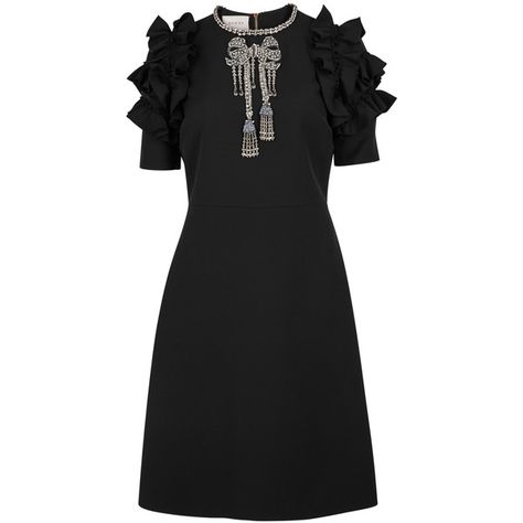 Gucci Black Embellished Wool Blend Dress - Size 12 ($2,360) ❤ liked on Polyvore featuring dresses, gucci dress, exposed zipper dress, embellished cocktail dress, beaded cocktail dresses and gucci Embelished Dress, Embellished Cocktail Dress, Gucci Dress, Beaded Cocktail Dress, Zipper Dress, Fabulous Clothes, Ruffle Sleeve Dress, Dressy Dresses, Flutter Sleeve Dress