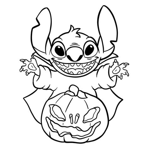 How to Draw Halloween Stitch with a jack-o’-lantern Halloween Stitch Drawing, Free Drawing Templates, Stitch Halloween Coloring Pages, Simple Stitch Drawing, Halloween Outline Drawing, Stitch Coloring Sheets, Halloween Drawings Sketches, Cute Easy Halloween Drawings, How To Draw Stitch