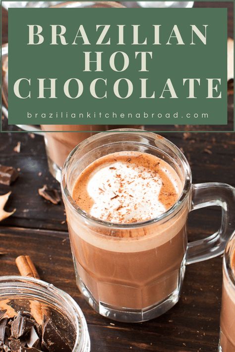 This luscious Brazilian hot chocolate recipe is everything you want in a hot chocolate. It's sweet, creamy, chocolaty, and the texture is so airy, you'll feel like you're drinking a chocolate mousse! It's waaaay better than store bought hot chocolate packets. Spike it with your favorite booze and this kiddie favorite turns into the ultimate grown up cold weather treat. #hotchocolate #holidayrecipe #chocolate Like Water For Chocolate Recipes, Hot Chocolate Packets, Sweet Condensed Milk, South American Recipes, Latin American Recipes, Latin American Food, Hot Chocolate Recipe, Christmas Hot Chocolate, No Bake Bars