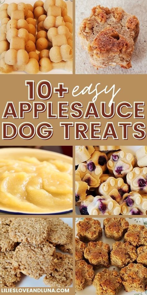 Applesauce And Peanut Butter Dog Treats, Dog Treats Without Eggs, Dog Apple Treats, No Peanut Butter Dog Treats, Banana Applesauce Dog Treats, Doggy Treats Recipe, Apple Sauce Dog Treats, Fall Dog Treats, Dog Treat Recipes Easy