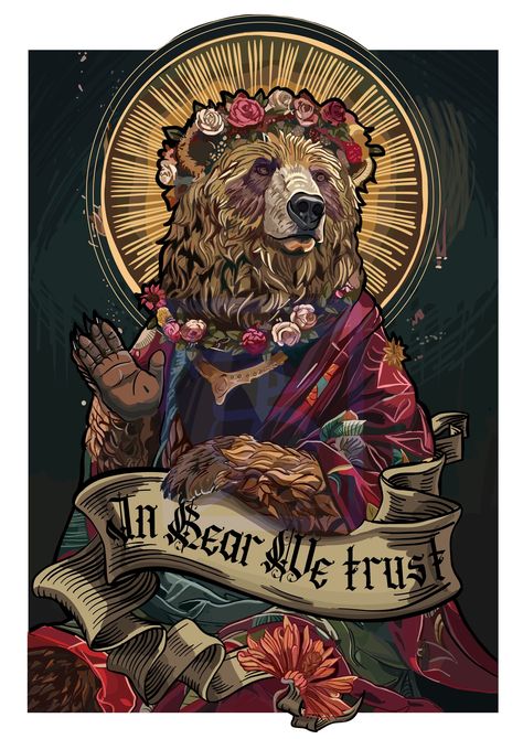 In bear we trust,  on ArtStation at https://www.artstation.com/artwork/AlJVJy Annihilation Bear, Bear Medicine, Bear And Cat, Bear Woman, Bear Spirit, Bear Artwork, Fancy Stuff, Bear Drawing, Dnd Stuff