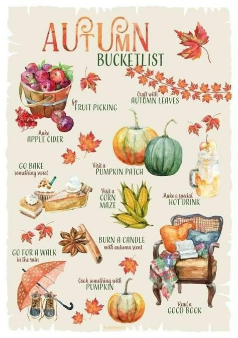 Autumn List, Pumpkin Reading, Autumn Bucket List, Autumn Illustration, Fall Bucket List, List Printable, Fall Activities, Fall Scents, Fabulous Fall