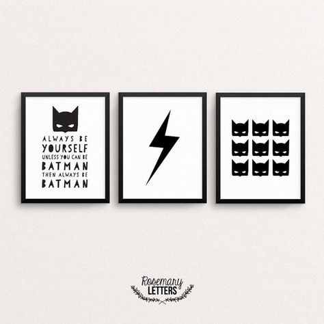 Batman Themed Room, Boys Bedroom Posters, Batman Nursery, Batman Prints, Superhero Birthday Party Decorations, Batman Bedroom, Batman Wall Art, Batman Room, Superhero Prints