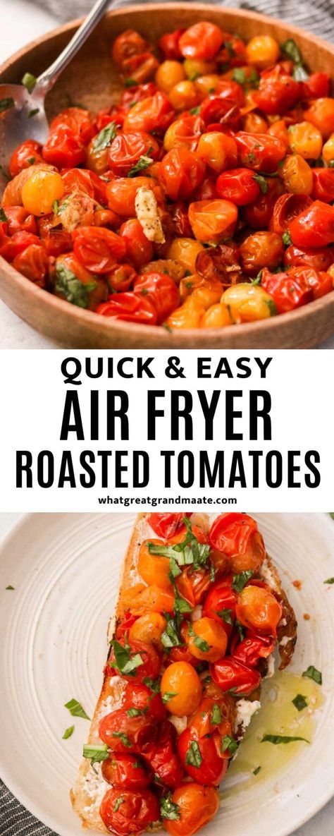 How To Roast Tomatoes In Air Fryer, Roasting Tomatoes In Air Fryer, Cherry Tomatoes Instant Pot, Airloom Tomatoes Recipes, Roasted Tomatoes In Air Fryer, Roast Tomatoes In Air Fryer, Cherry Tomato Recipes Air Fryer, How To Make Roasted Tomatoes, Tomato Air Fryer Recipes