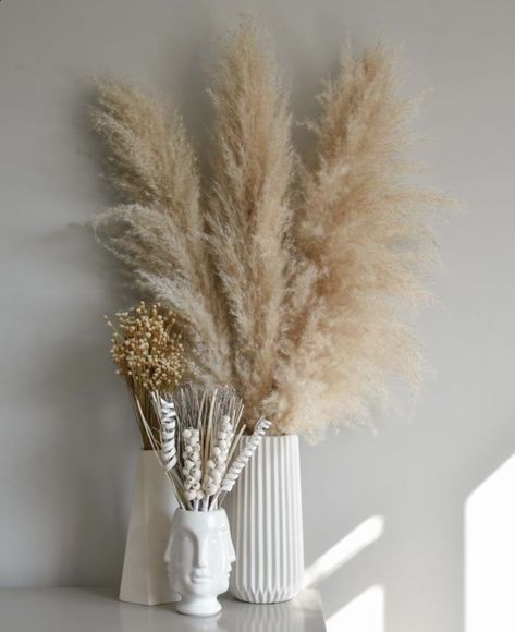 Pampas grass, aesthetic boho, fall bedroom decor, gentle tones. Dried flower arrangement. #ad Pampers Grass Aesthetic, Pampas Aesthetic, Navy Room Decor, Flower Arrangements Home Decor, Flower Arrangements Home, Flower Arrangement Diy, Brown Pampas, White Pampas, Dried Pampas