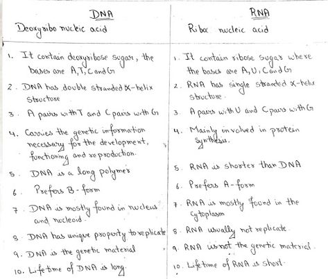 Deoxyribonucleic acid (DNA) DNA is the chemical name for the molecule. It carries genetic information in all living things.The DNA consist... Dna Vs Rna, Study Science, Biology Lessons, Protein Synthesis, Living Things, Anime Dress, Genetic, Biology, Science