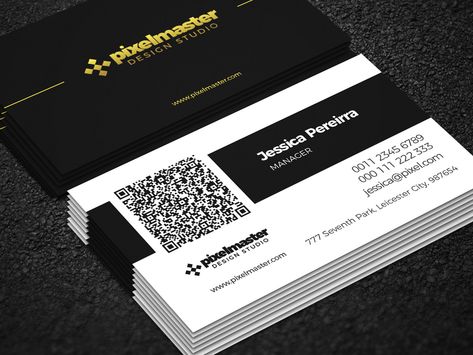 Business Card With Qr, Business Card Qr Code, Qr Code Design, Business Card Design Minimal, Business Cards Template, Code Design, Qr Code Business, Qr Code Business Card, Rock Border