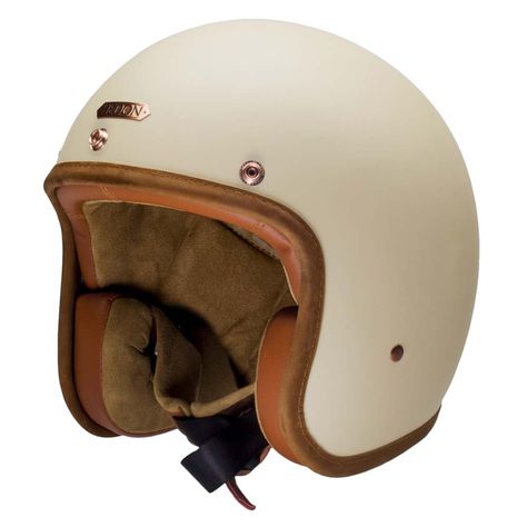 Hedon Hedonist Helmet - Creme | Open Face Motorcycle Helmets | FREE UK delivery - The Cafe Racer Moped Motor, Simson Moped, Open Face Motorcycle Helmets, Roland Sands Design, Leather Face Mask, Helmet Armor, Scooter Helmet, Vintage Helmet, Best Scooter