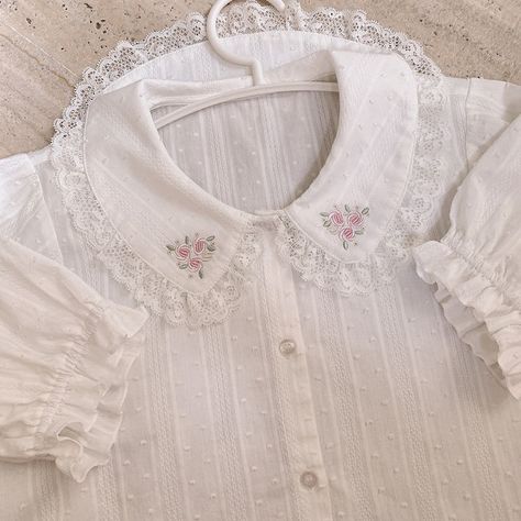 Kawaii Fashion – Kevous Grunge Summer Outfits, Rose Bunch, Coquette Kawaii, Puff Blouse, Grunge Summer, Cotton Shirts Women, Girls Blouse, Collar Blouse, Lace Shirt